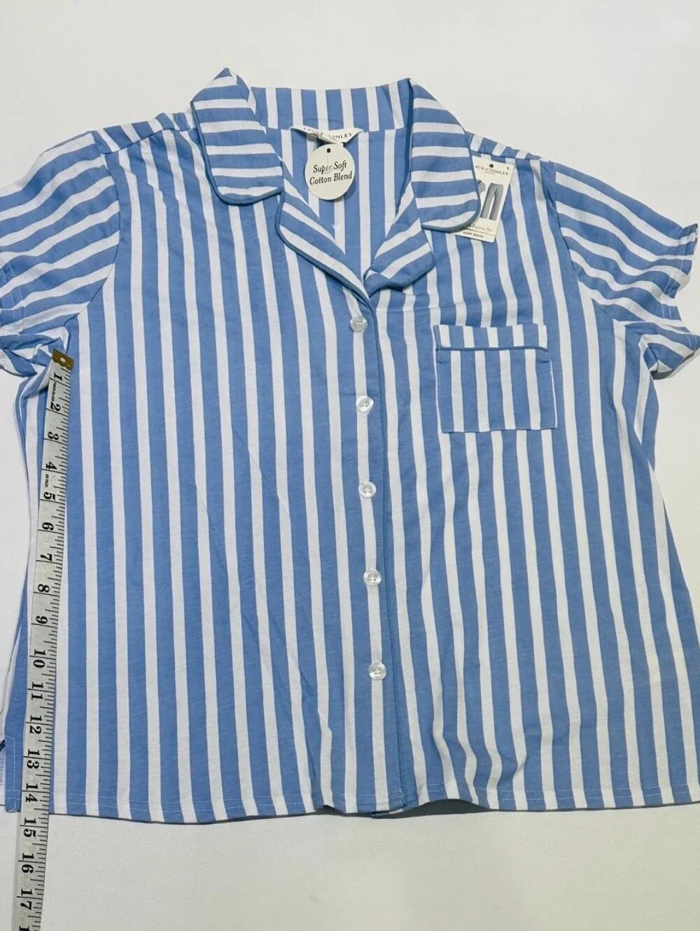 NWT Laura Ashley Blue & White Striped Three-Piece Pajama Set